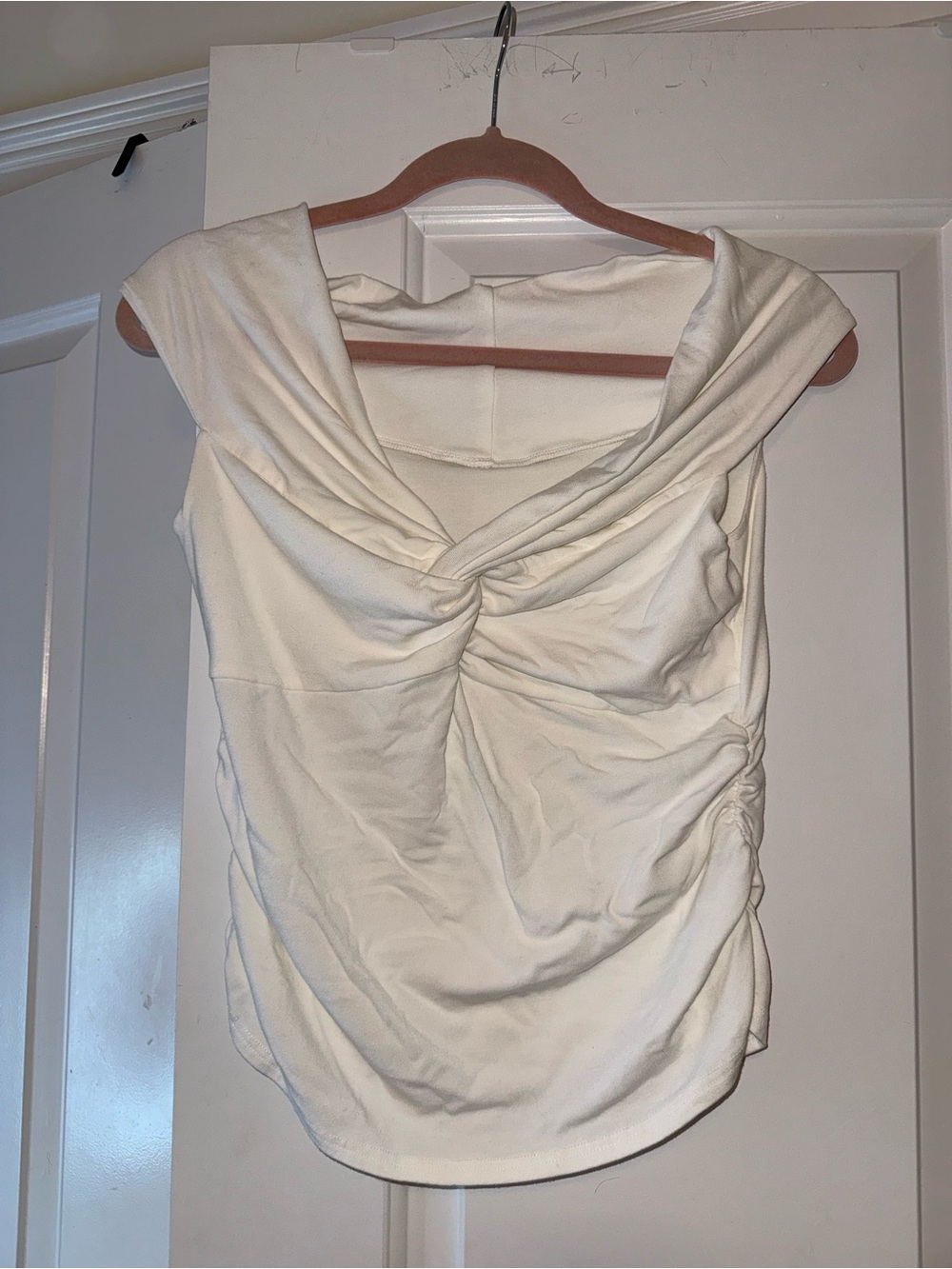 Women's Off-Shoulder White Twist Front Ruched Top
